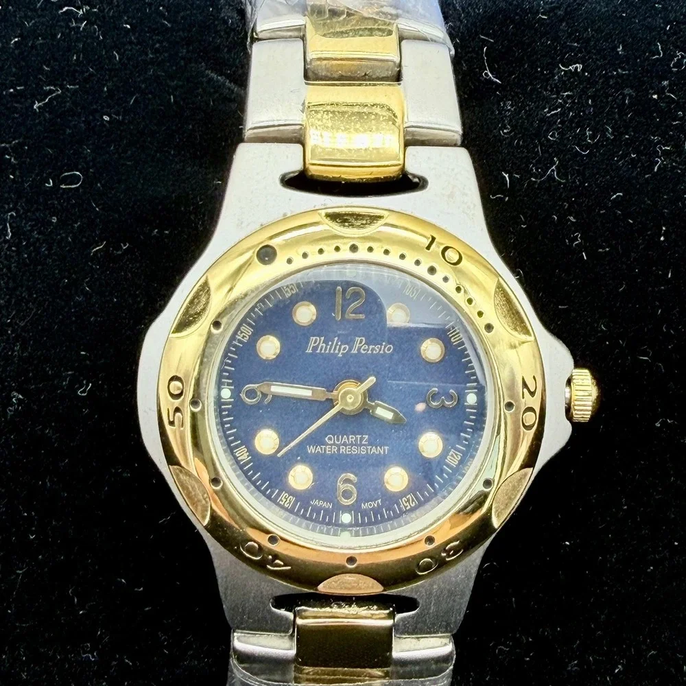 Philip Persio 74AAL01961 Womens Quartz Two-Tone Stainless Steel Blue Dial Watch